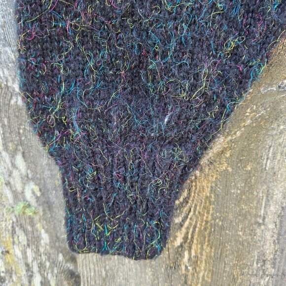 Vintage 80s Chunky Hand Knit Sweater Size M Oversized Diamond Harlequin Pattern - Picture 3 of 7